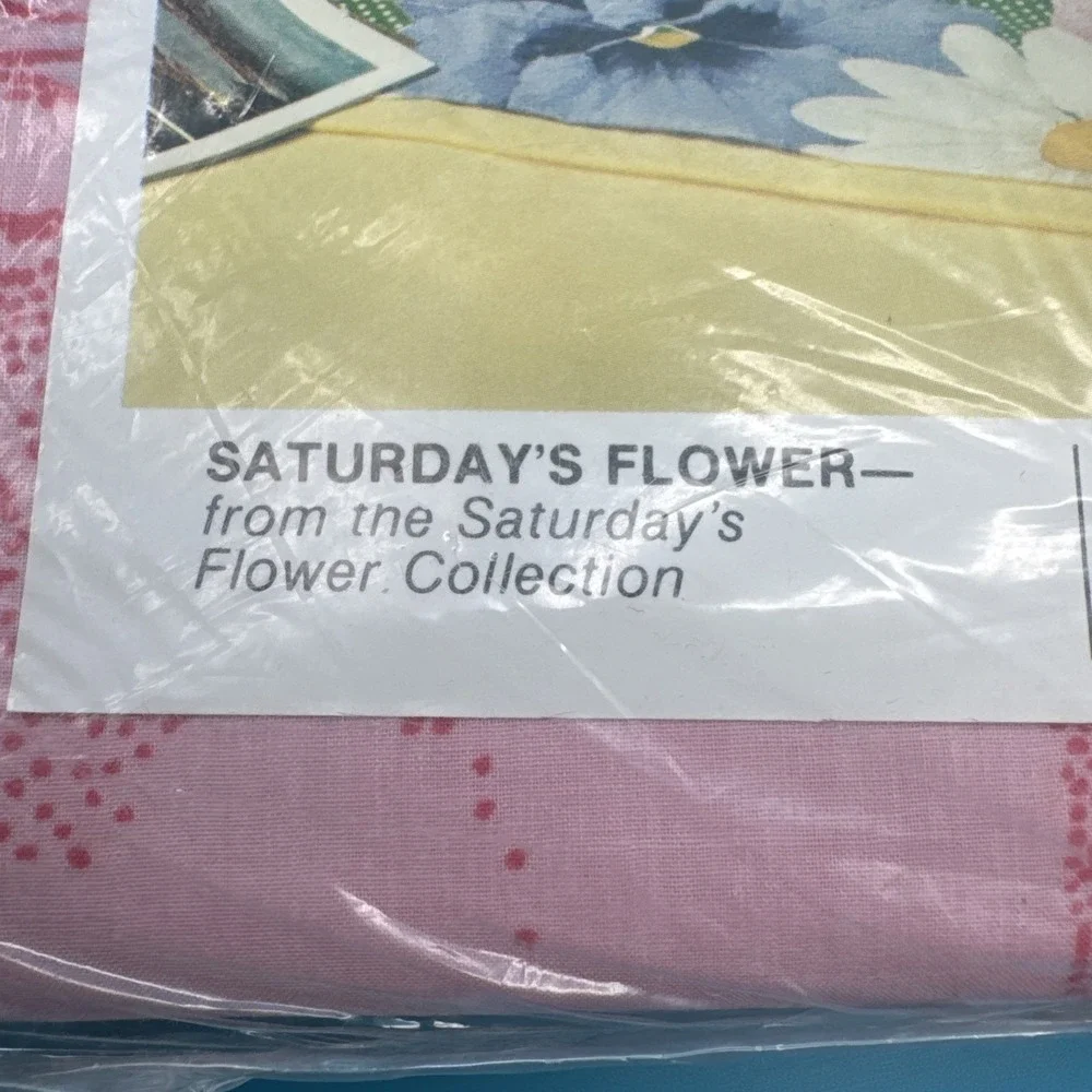 Vtg 70s Fieldcrest FULL Size Flat Sheet Saturdays Flower Power‎ Mod Print Fabric